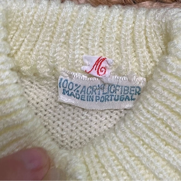 Baby vintage unisex knit braided Cardigan Set - Yellow & Light Blue no flaws - Picture 4 of 6